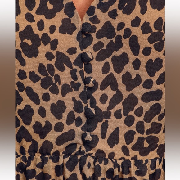 Lulu’s Black Leopard Babydoll Dress - Picture 3 of 6